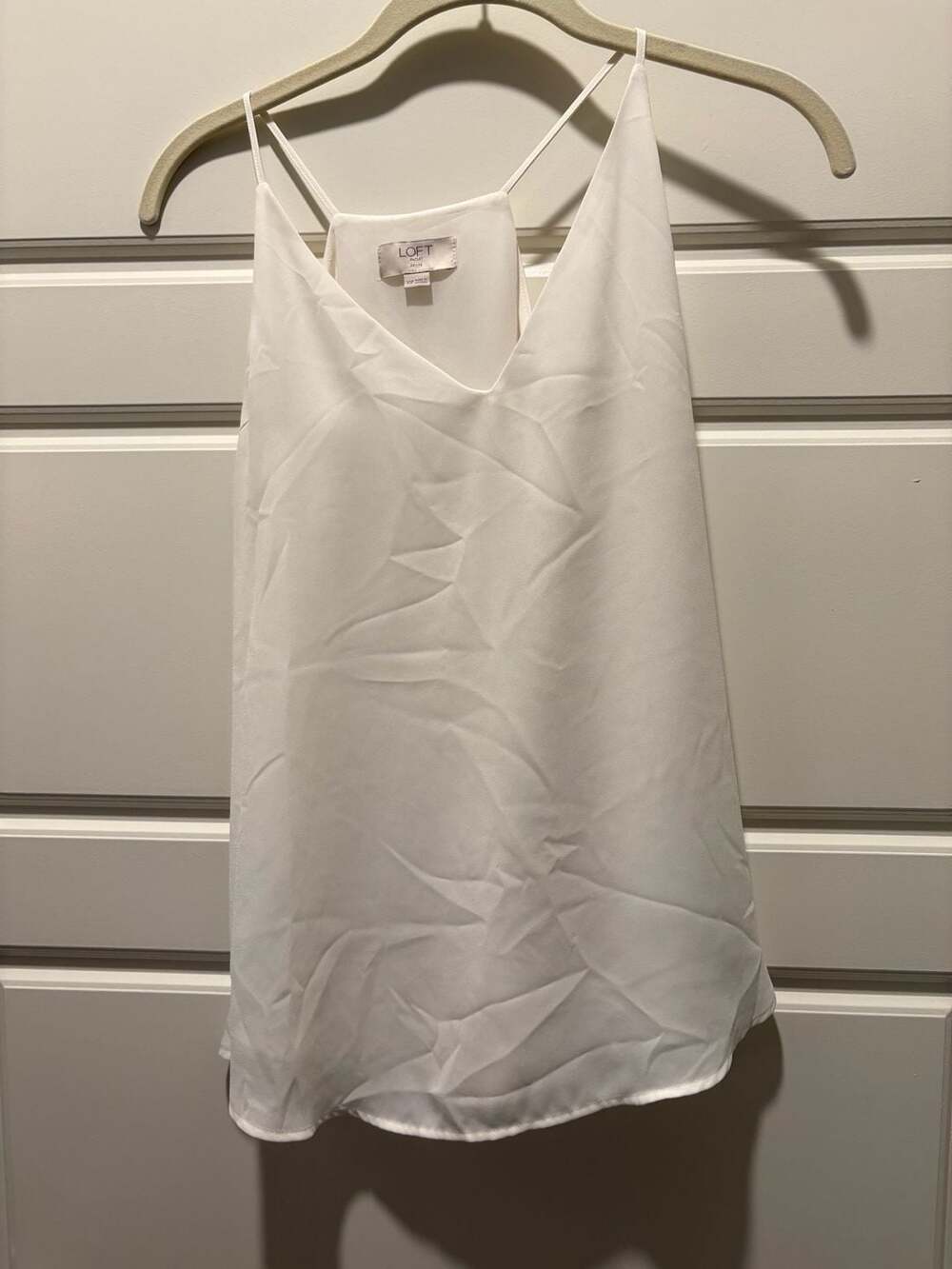 Loft Outlet Petite White Spaghetti Strap V-Neck Camisole Top